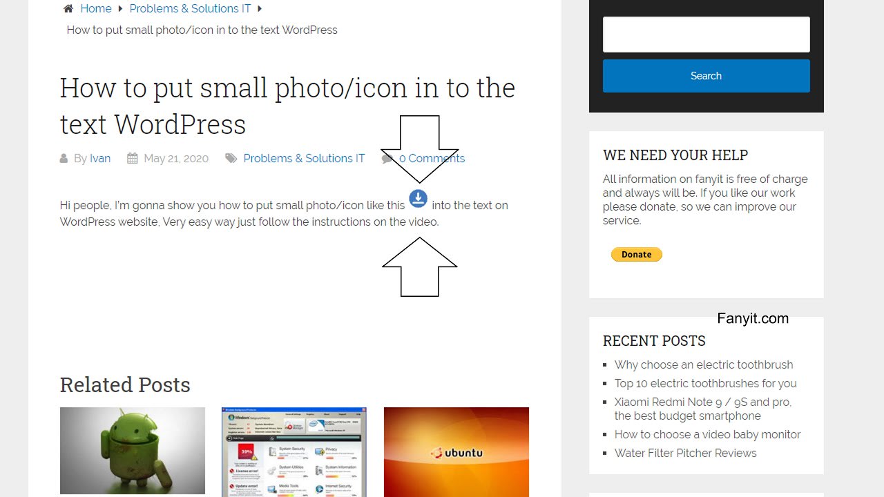 How to put small photo / icon into the text WordPress