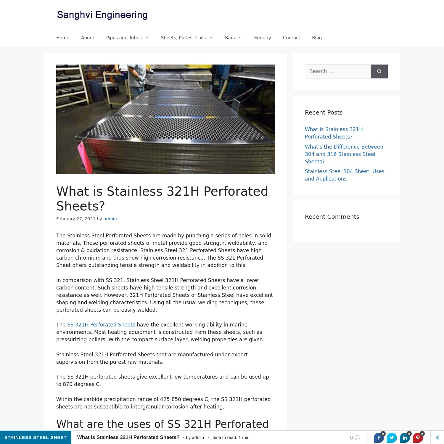What is Stainless 321H Perforated Sheets? - Sanghvi Engineerings Blog
