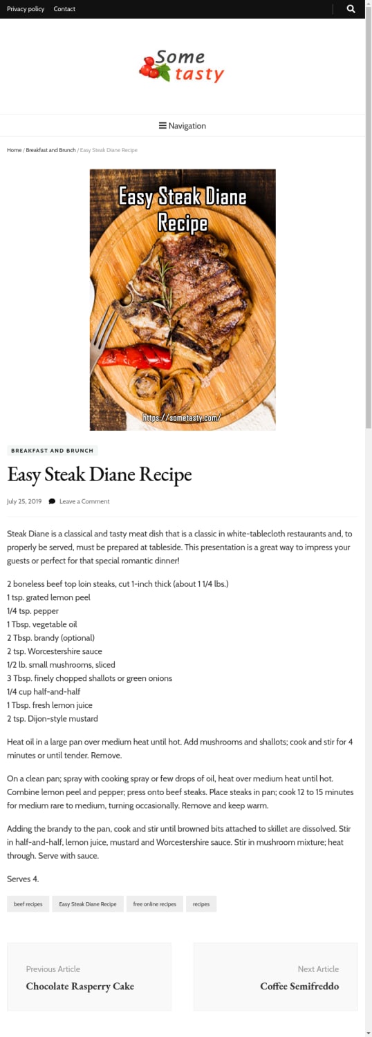 Easy Steak Diane Recipe