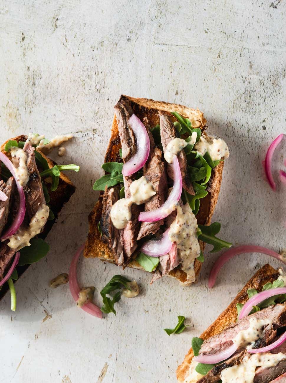 Open-Faced Grilled Steak Sandwiches