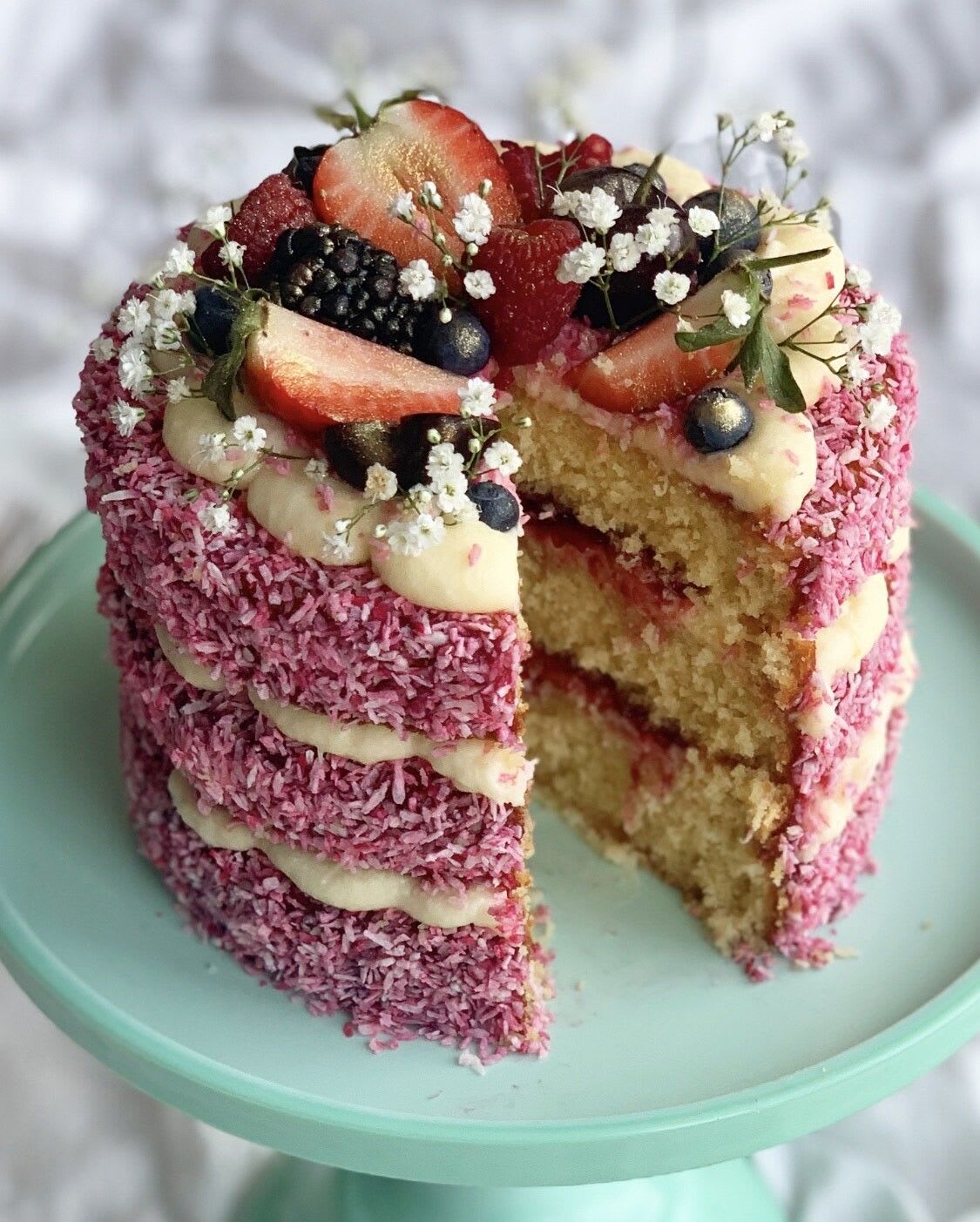 Raspberry and Coconut Cake