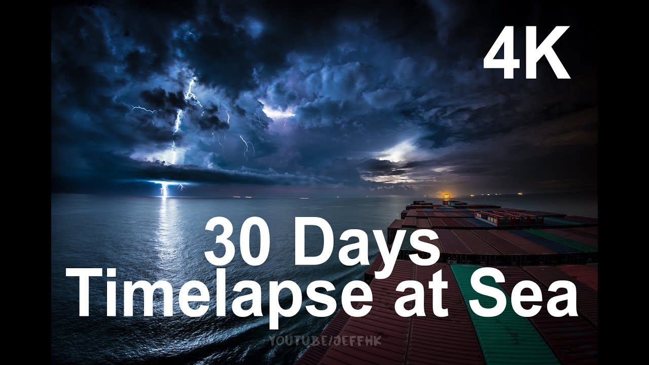 30 Days Timelapse at Sea | 4K | Through Thunderstorms, Torrential Rain & Busy Traffic