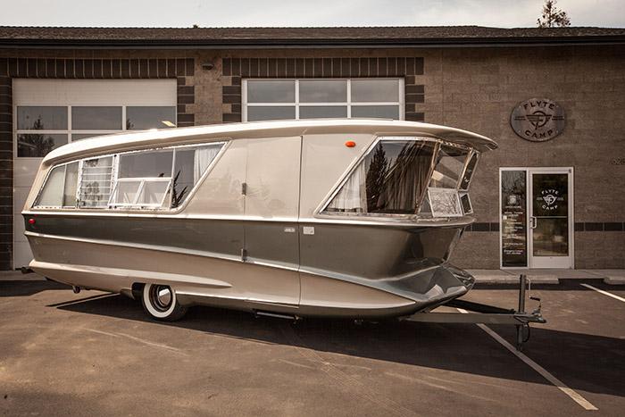This is a 1961 Holiday House Geographic X, the rarest camping trailer there is. Only two are known to exist.