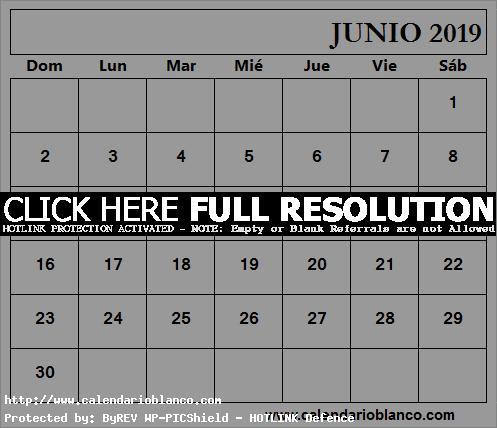 Calendario Junio 2019 Para Imprimir Gratis - Junio Calendario 2019