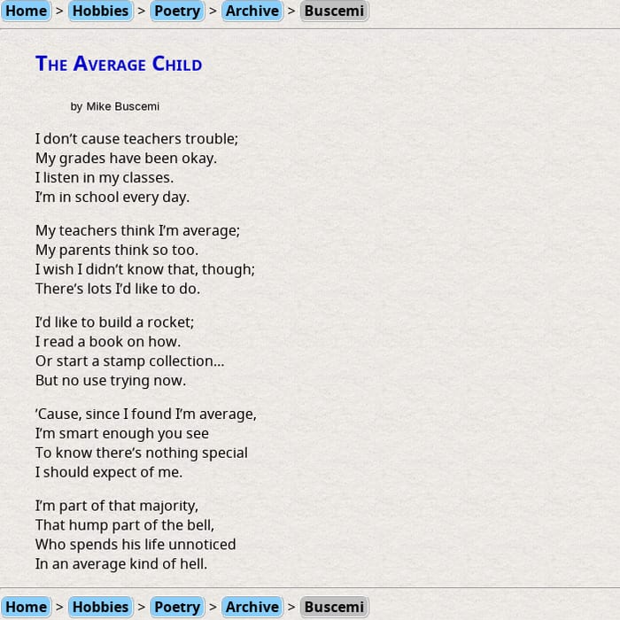 Poem: The Average Child