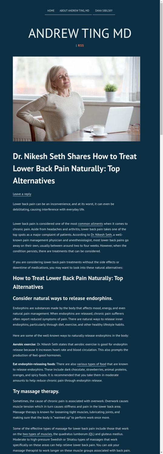 Dr. Nikesh Seth Shares How to Treat Lower Back Pain Naturally: Top Alternatives