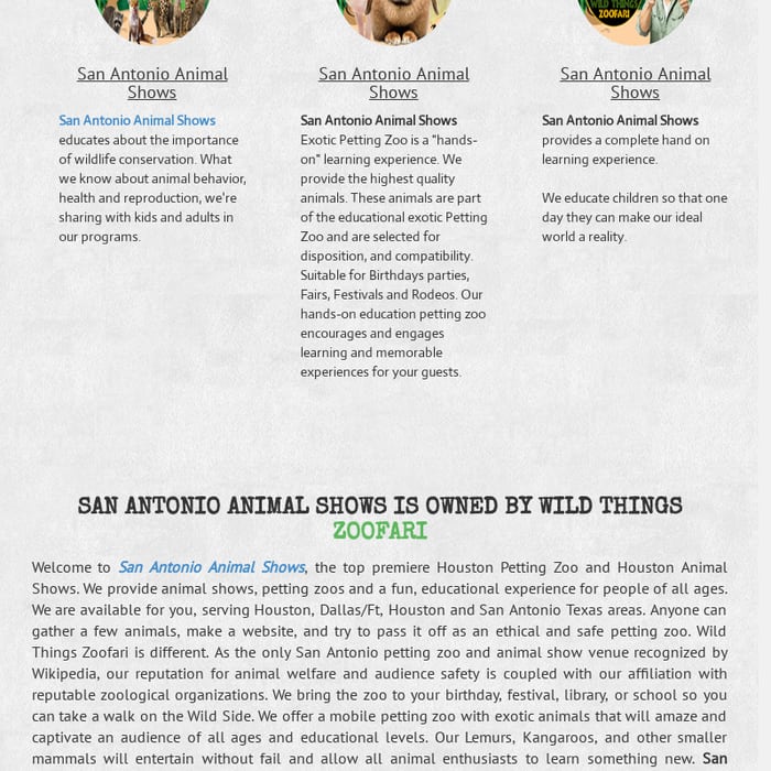 San Antonio Animal Shows | San Antonio Petting Zoo | Texas
