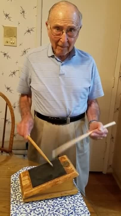 88 Year Old and his drum practice pad