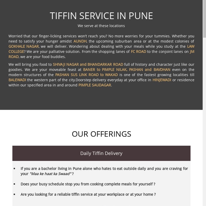 Tiffin Delivery Service in Pune. Call Now:7875449460