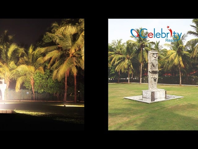 Family & sanyasi Sculpture in Celebrity Resort chennai -Best resort In Chennai