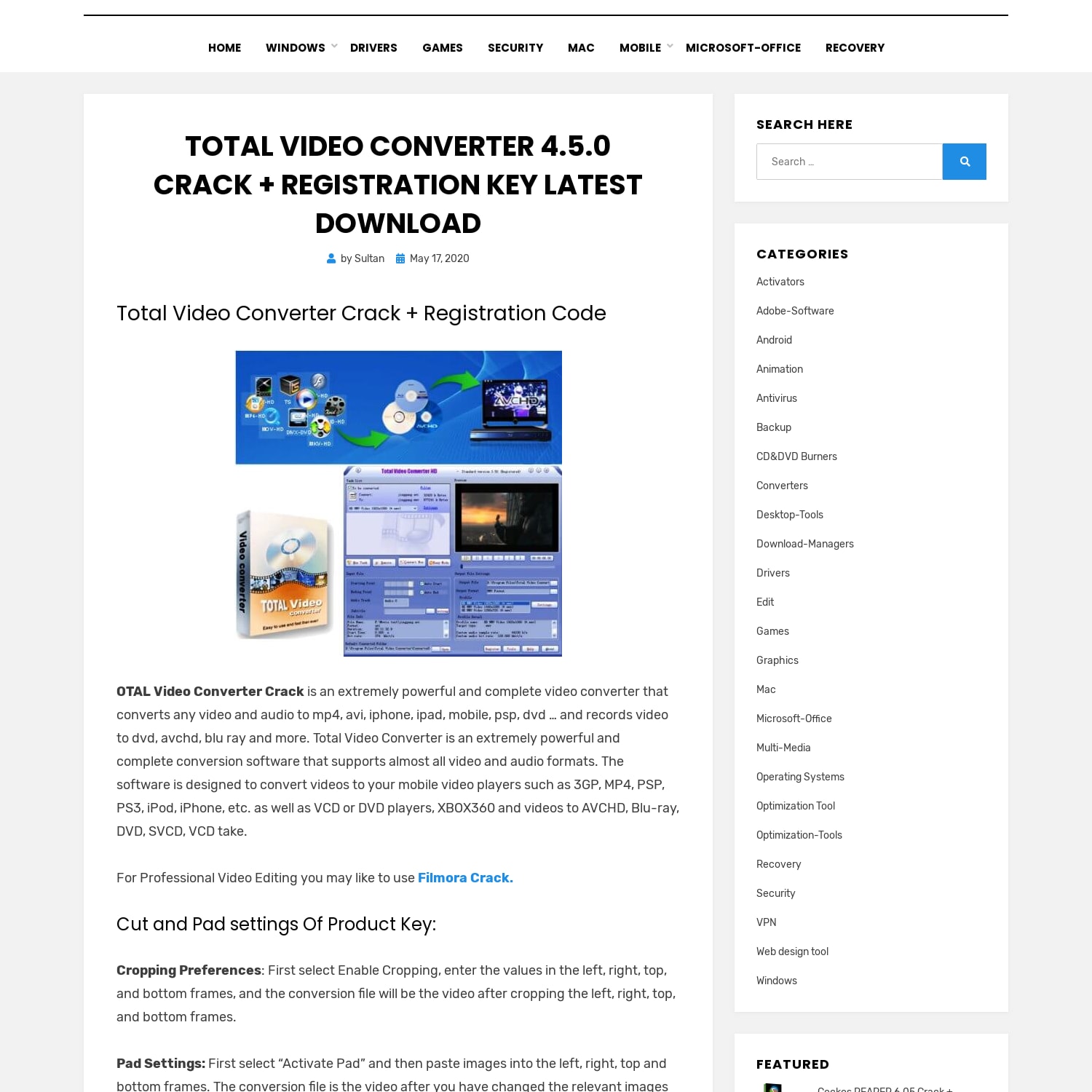 Total Video Converter 4.5.0 Crack + Registration Key Latest Download