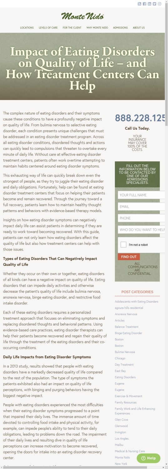 Impact of Eating Disorders on Quality of Life - and How Treatment Centers Can Help