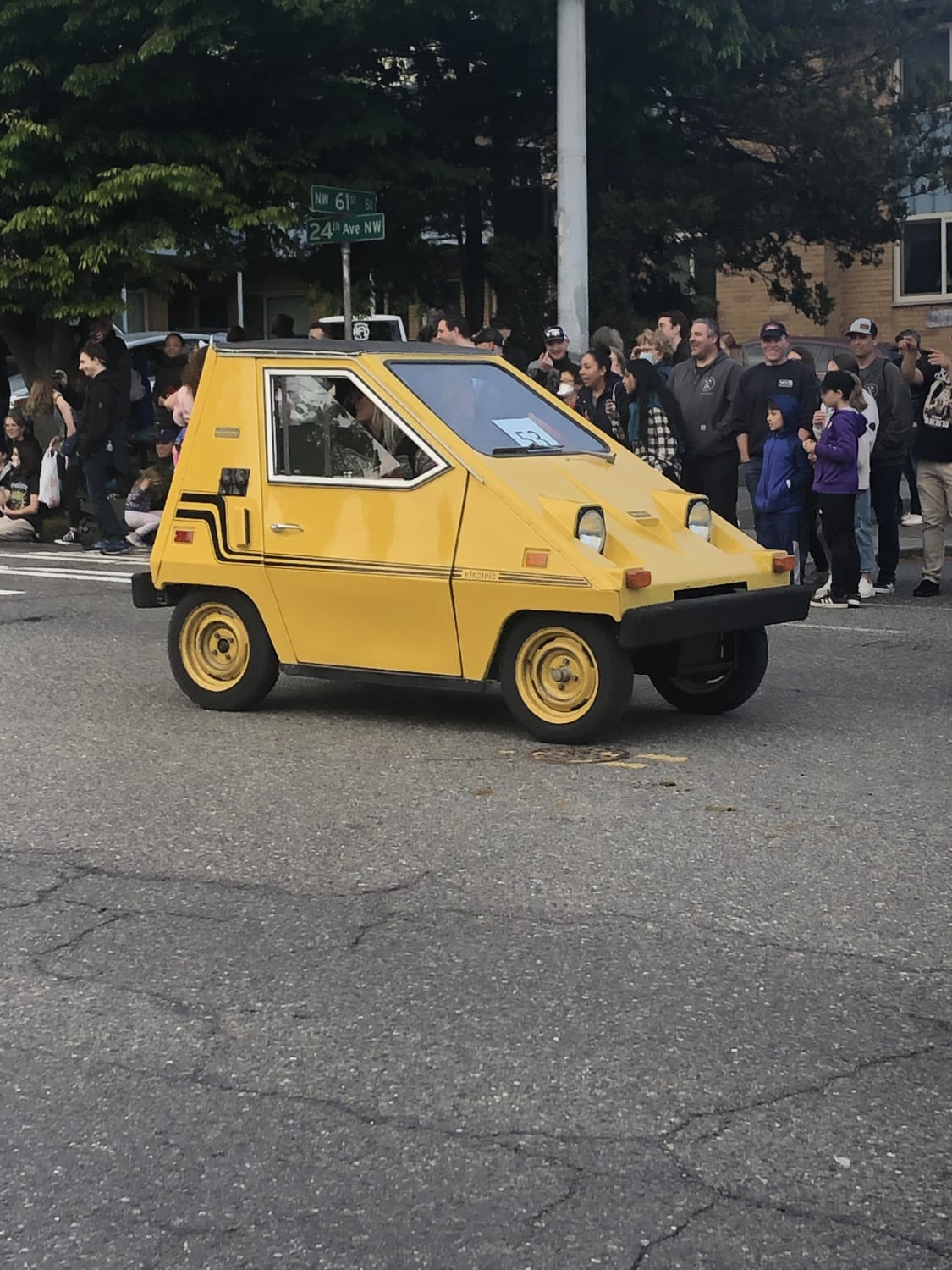 70’s Electric citi car in a parade in Seattle today.