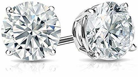 AGK Diamonds 1.05 ct Ladies Round Cut Cubic Zirconia Stud Earrings in Silver With Push Back