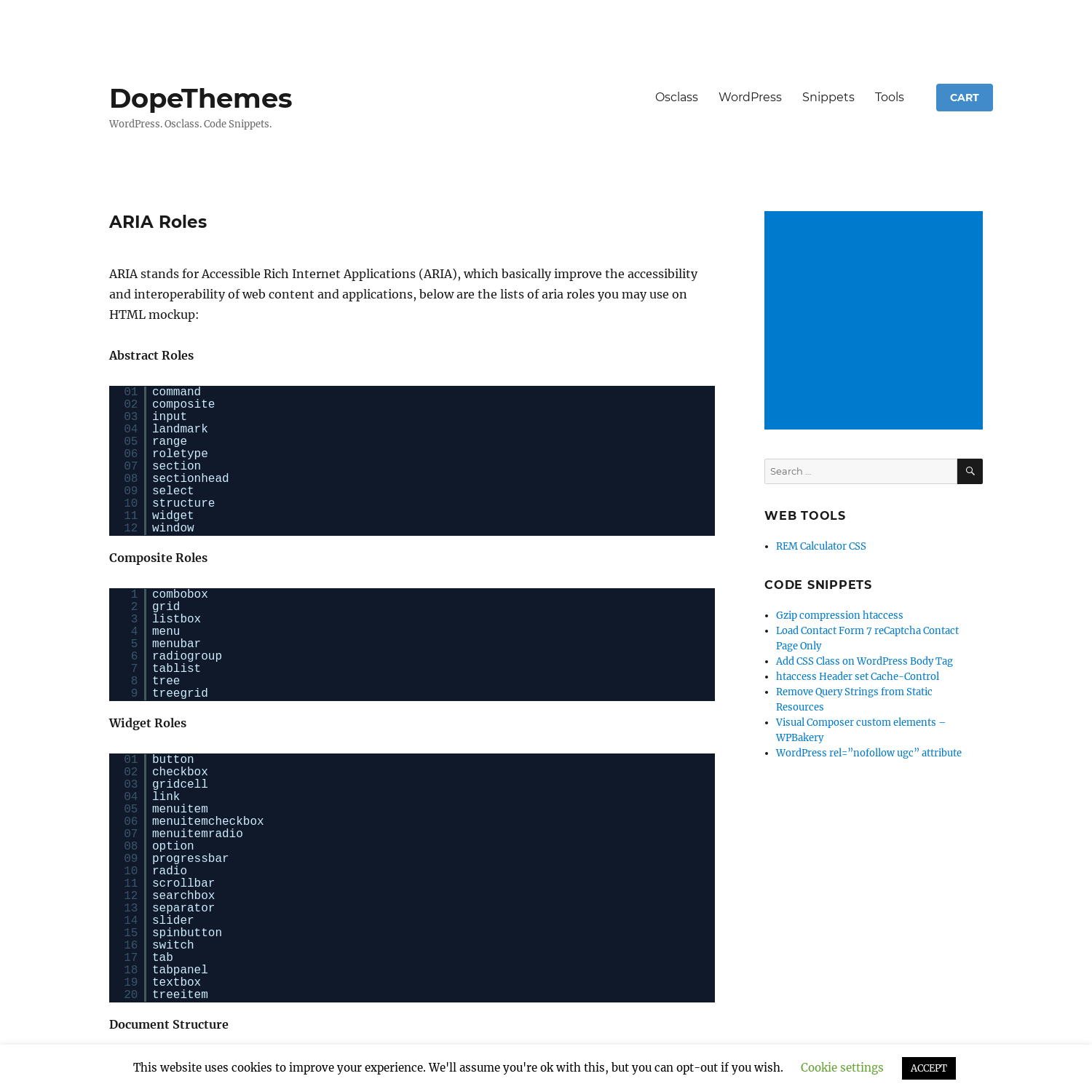ARIA Roles - Snippets / DopeThemes