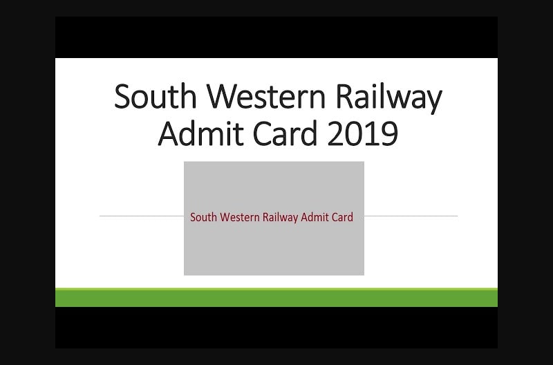 South Western Railway Admit Card 2019 Download for Sr Commercial post