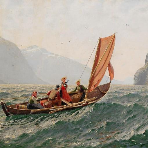 Sailing Board By Hans Dahl, Oil Painting