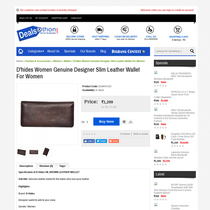 D'hides Women Genuine Designer Slim Leather Wallet For Women