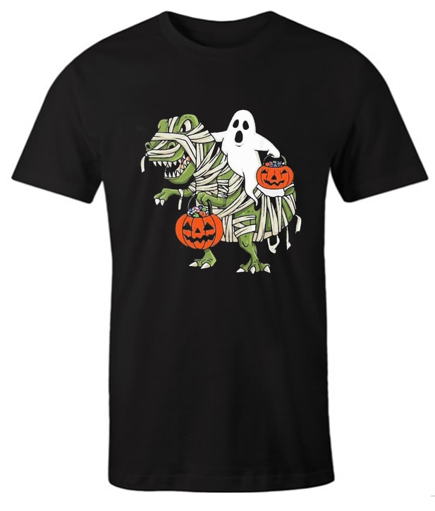 Dinosaur T-Rex Ghost Halloween Pumpkin impressive T Shirt