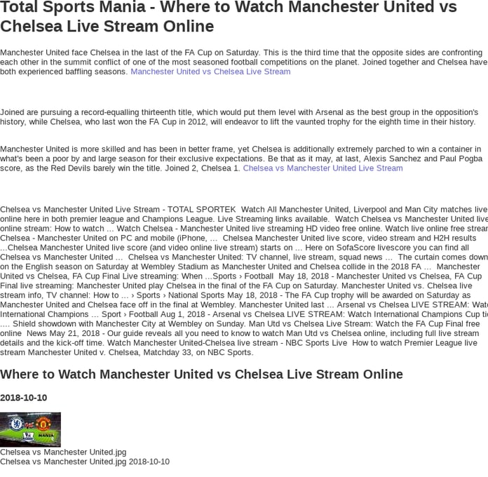 Total Sports Mania - Where to Watch Manchester United vs Chelsea Live Stream Online