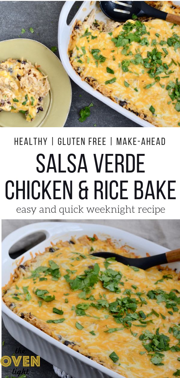 Healthy Chicken and Rice Bake with Salsa Verde
