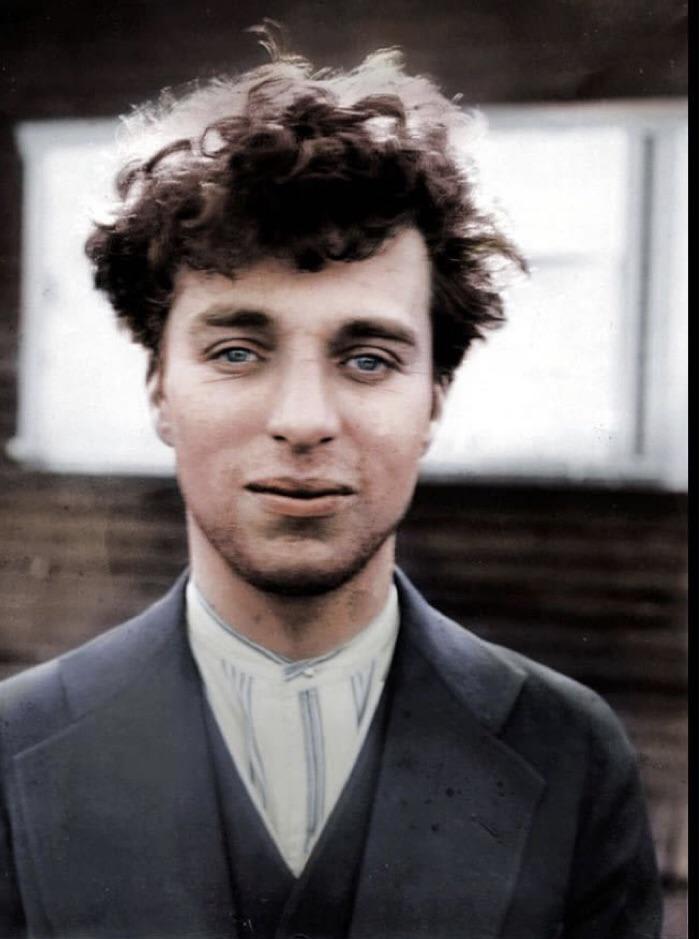 Colorized Charlie Chaplin at age 27 (1916)