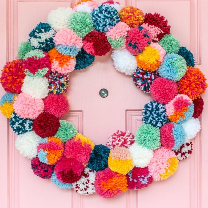 DIY Pom-Pom Holiday Wreath -