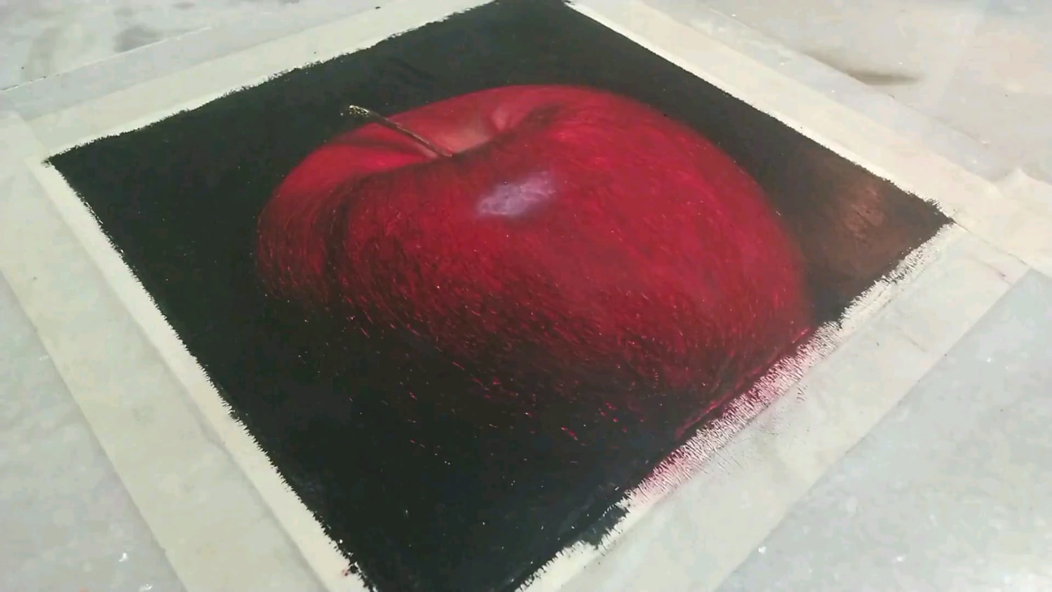 Oil Pastel drawing of an Apple by me