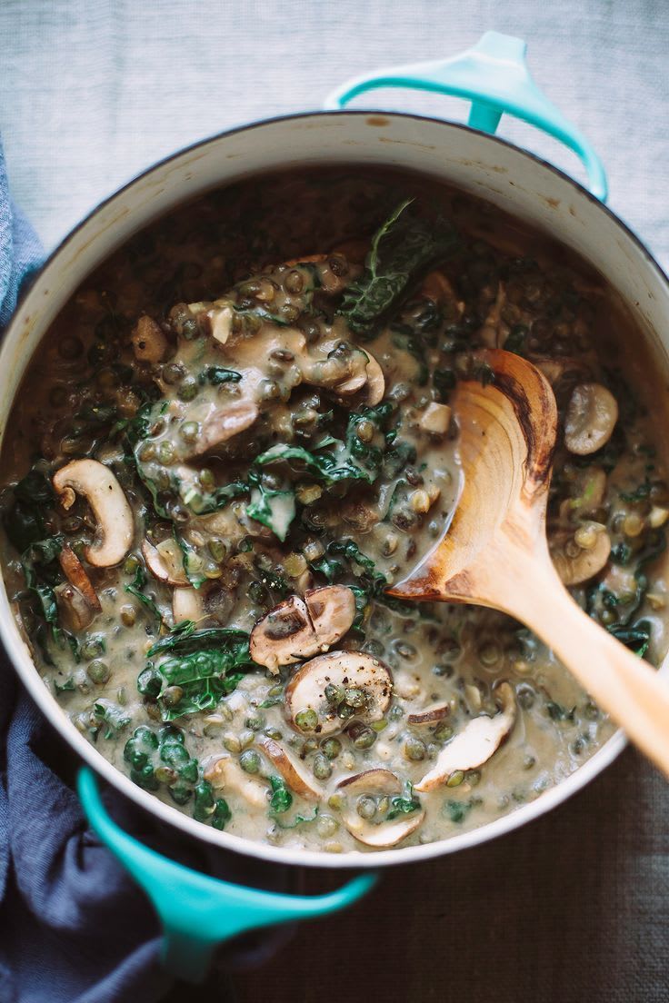 Creamy French Lentils with Mushrooms and Kale | The First Mess