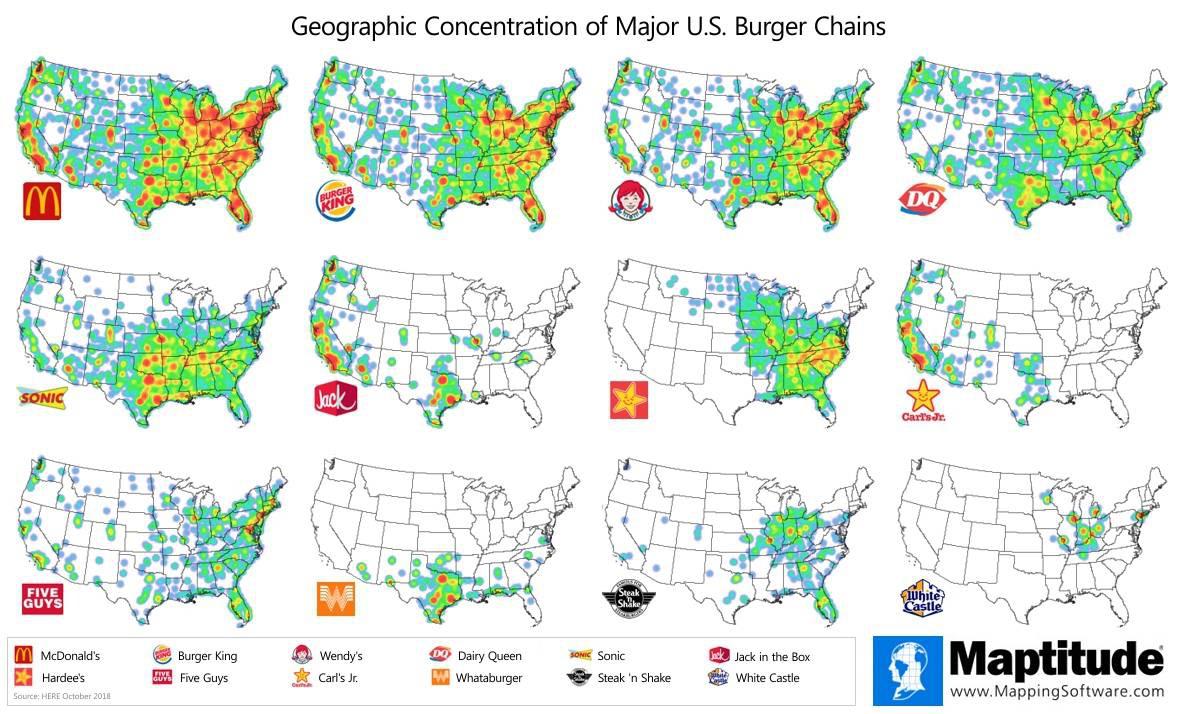 Density maps of American fast food burger joints
