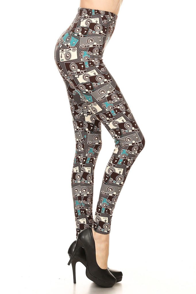 Women's Camera Photography Print Leggings: OS and Plus