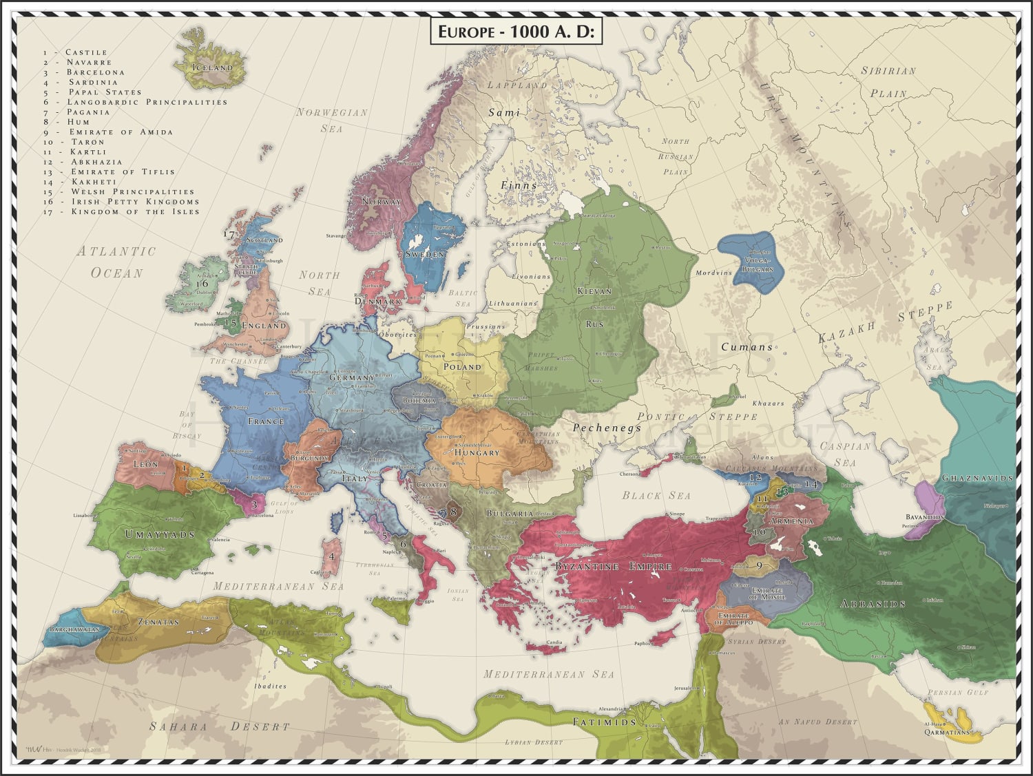 Map of Europe in 1000 ad