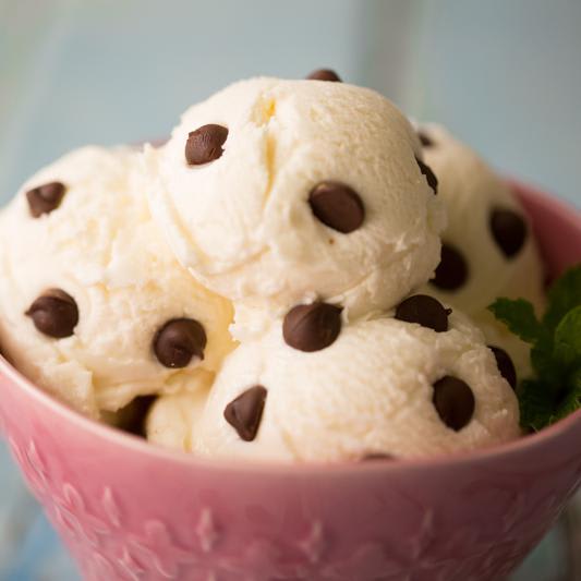 Homemade Mint Chocolate Chip Ice Cream with Fresh Mint