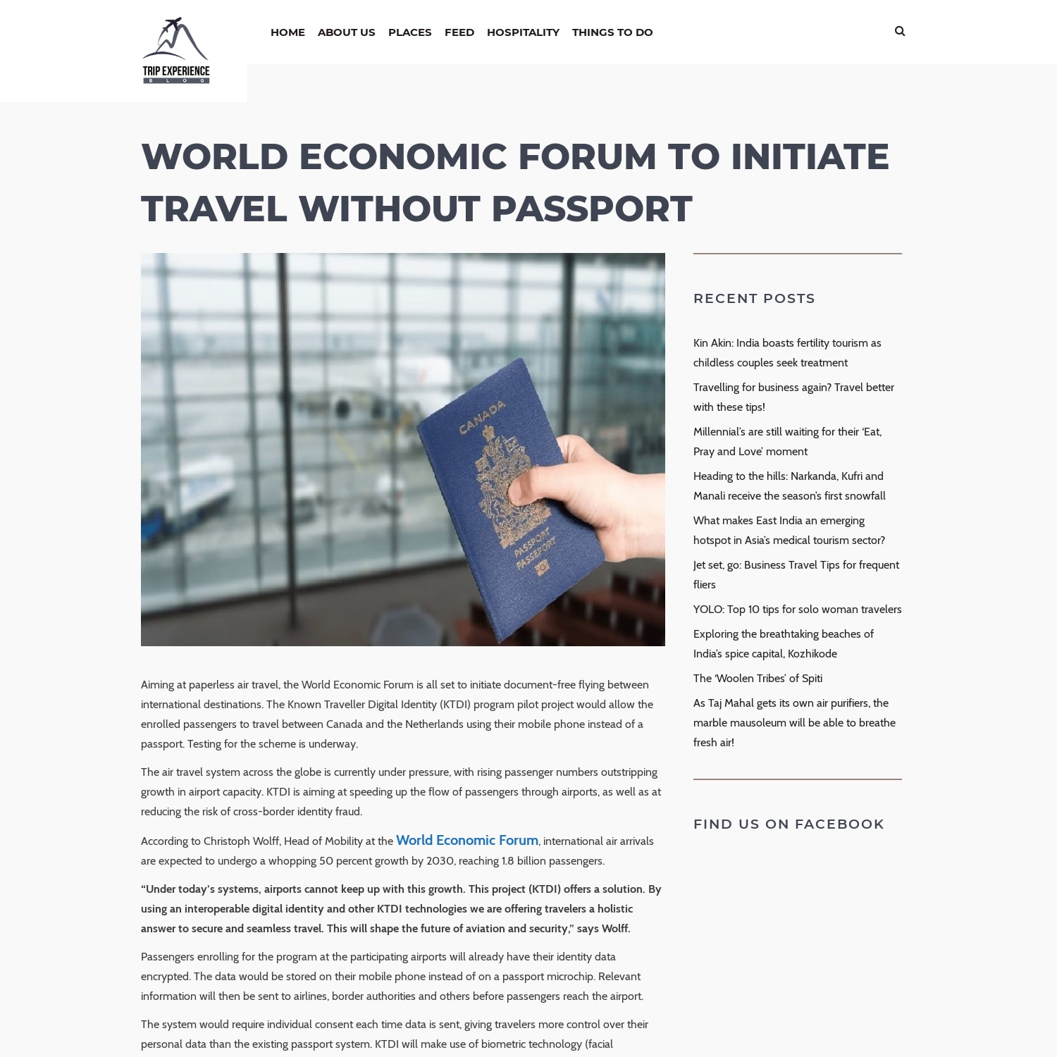 World Economic Forum to initiate travel without passport