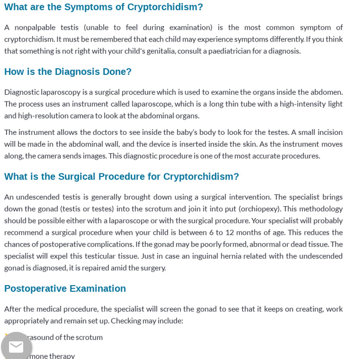 Cryptorchidism Surgery in India