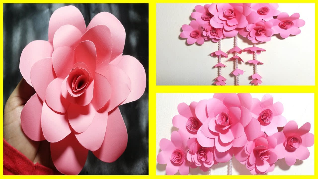 Paper Rose Flower Wall Hanging! Wall Decoration Ideas! Handicraft idea