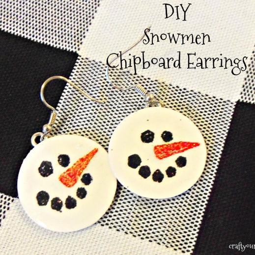 DIY Snowmen Chipboard Earrings for the holidays