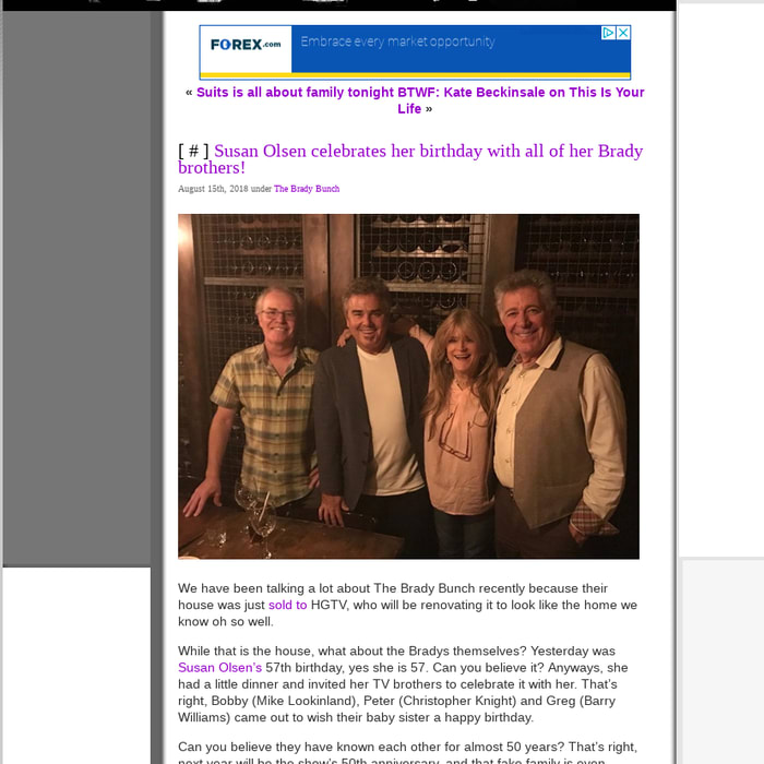 Susan Olsen celebrates her birthday with all of her Brady brothers! - Seriously? OMG! WTF?