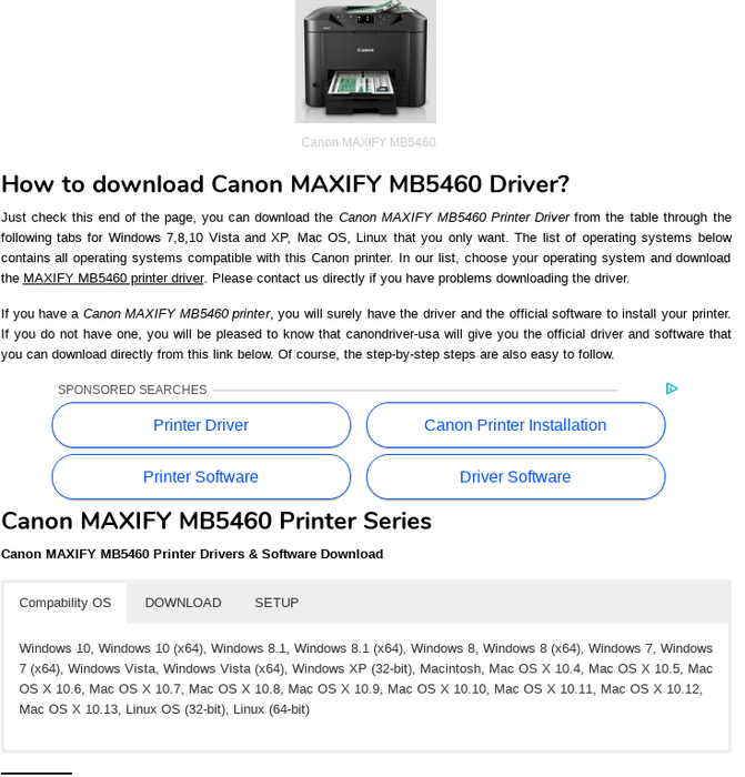 Canon MAXIFY MB5460 Driver Download