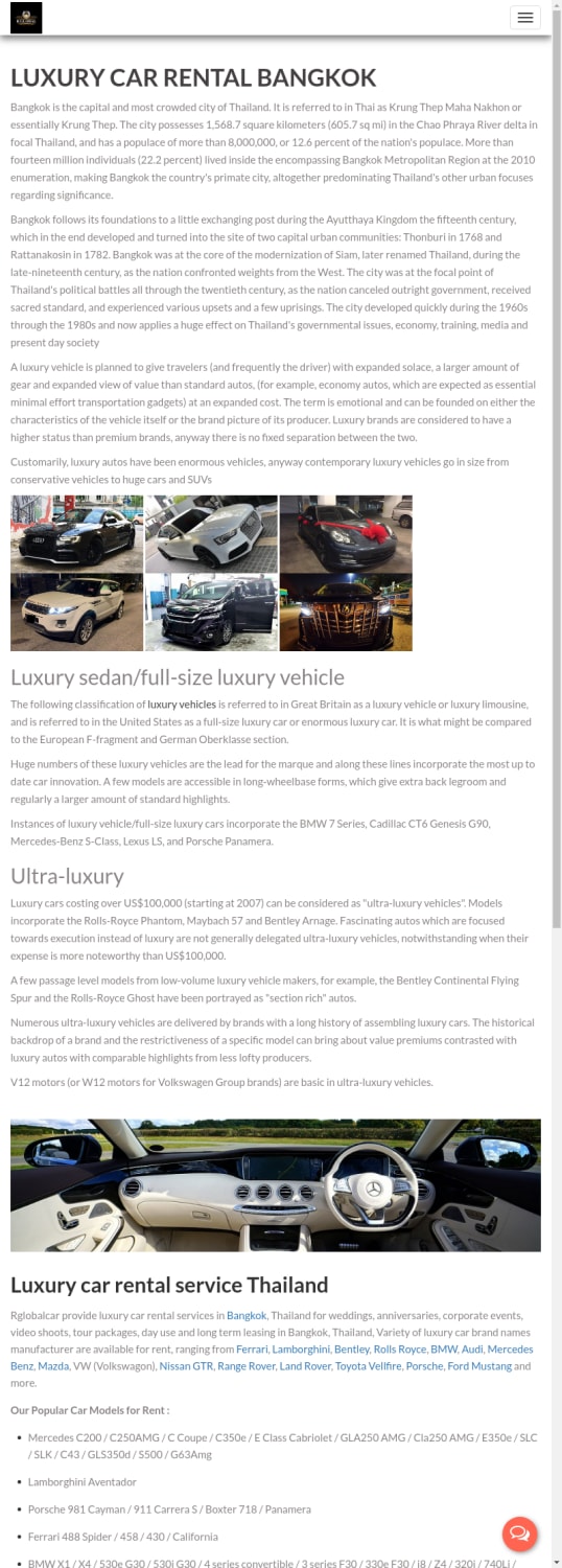 Luxury Car Rental or Leasing in Bangkok, Thailand at Best Price