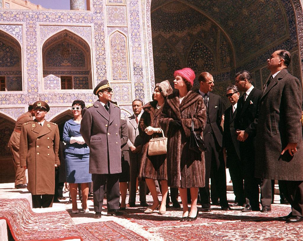 Mohamadreza Shah the king of Iran hosted Queen Elizabeth II in Shah Mosque of Esfahan during her 10 days trip to Iran in 1961.
