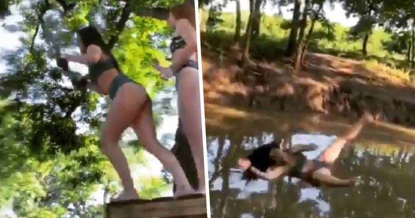 Girl Appears To Defy Laws Of Physics When She Falls From Rope Swing In Texas