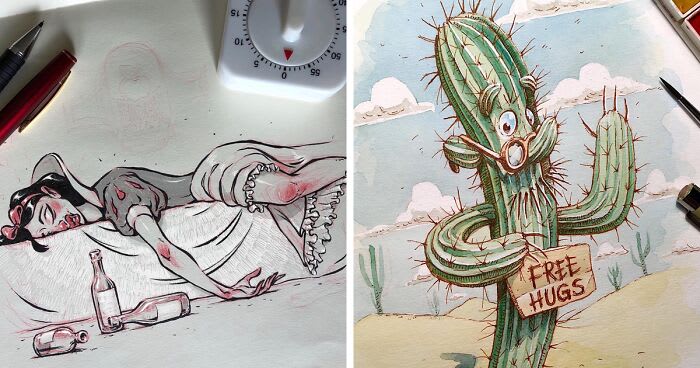 Russian Artist’s 40 Illustrations Involve Dark Humor And Creepy Subjects