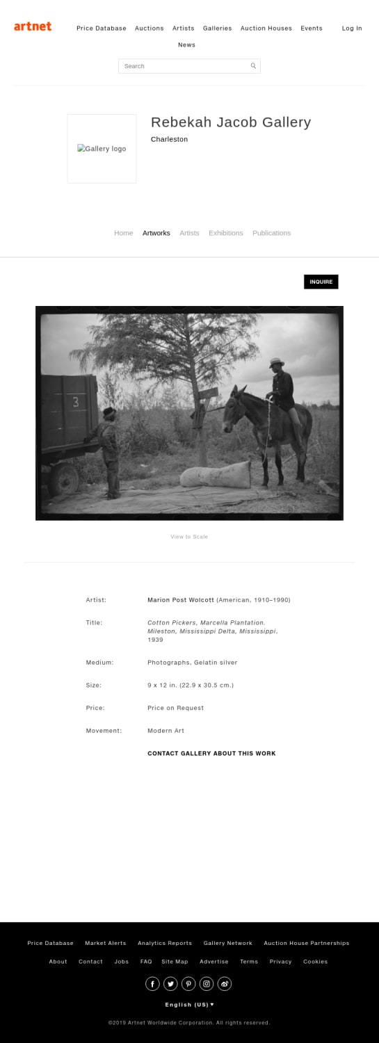 Cotton Pickers, Marcella Plantation. Mileston, Mississippi Delta, Mississippi by Marion Post Wolcott on artnet