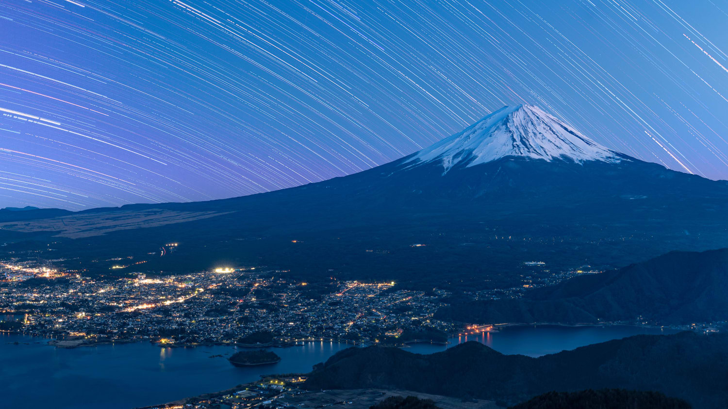 Mount Fuji with Star Trails