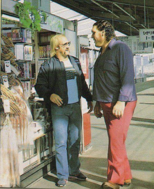 Hulk Hogan and Andre The Giant walking the streets of Japan, late 80’s