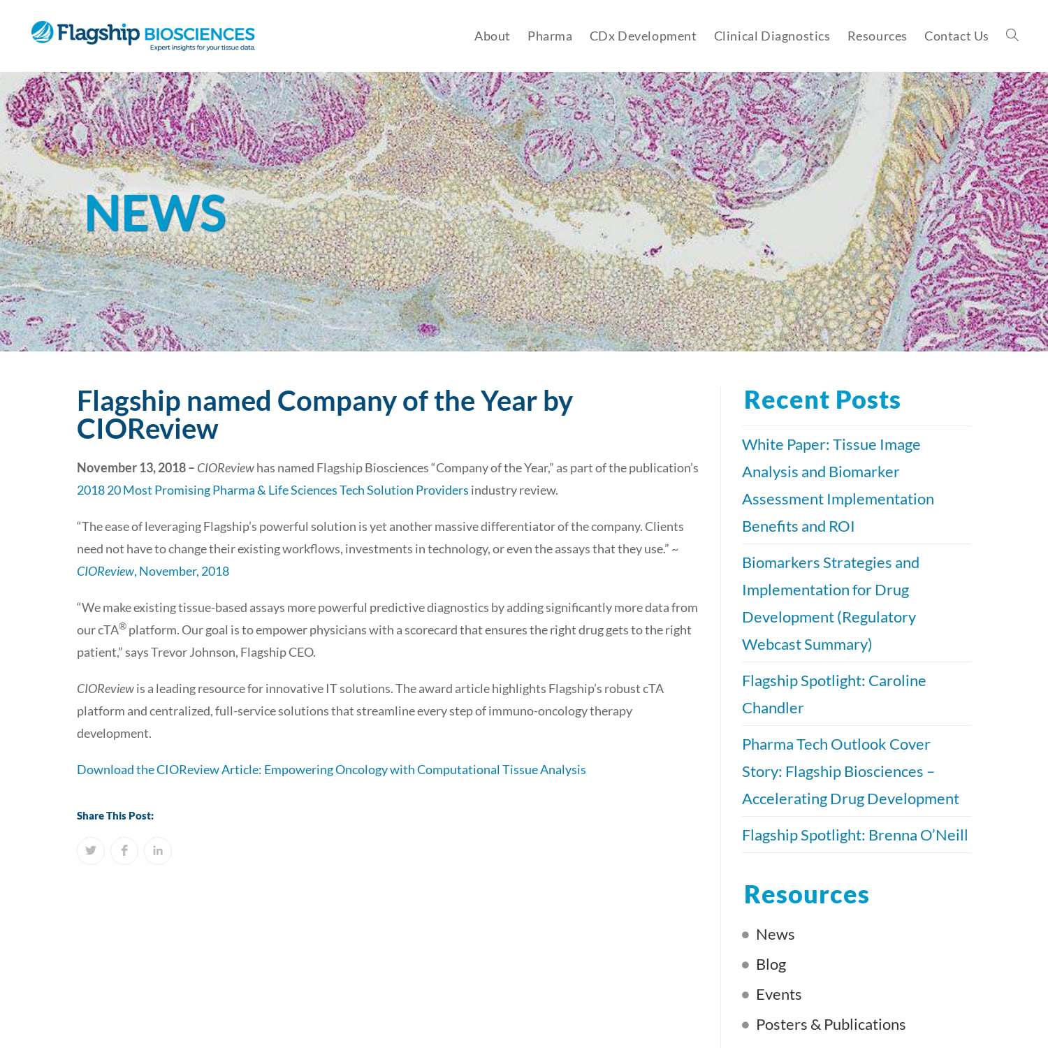 Flagship named Company of the Year by CIOReview - Flagship Biosciences