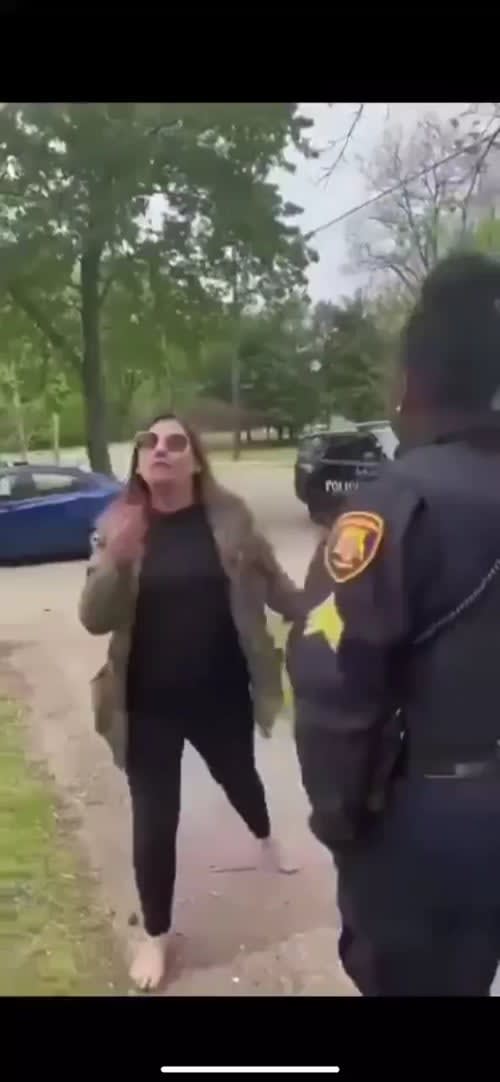 Karen moons cop and gets tazed