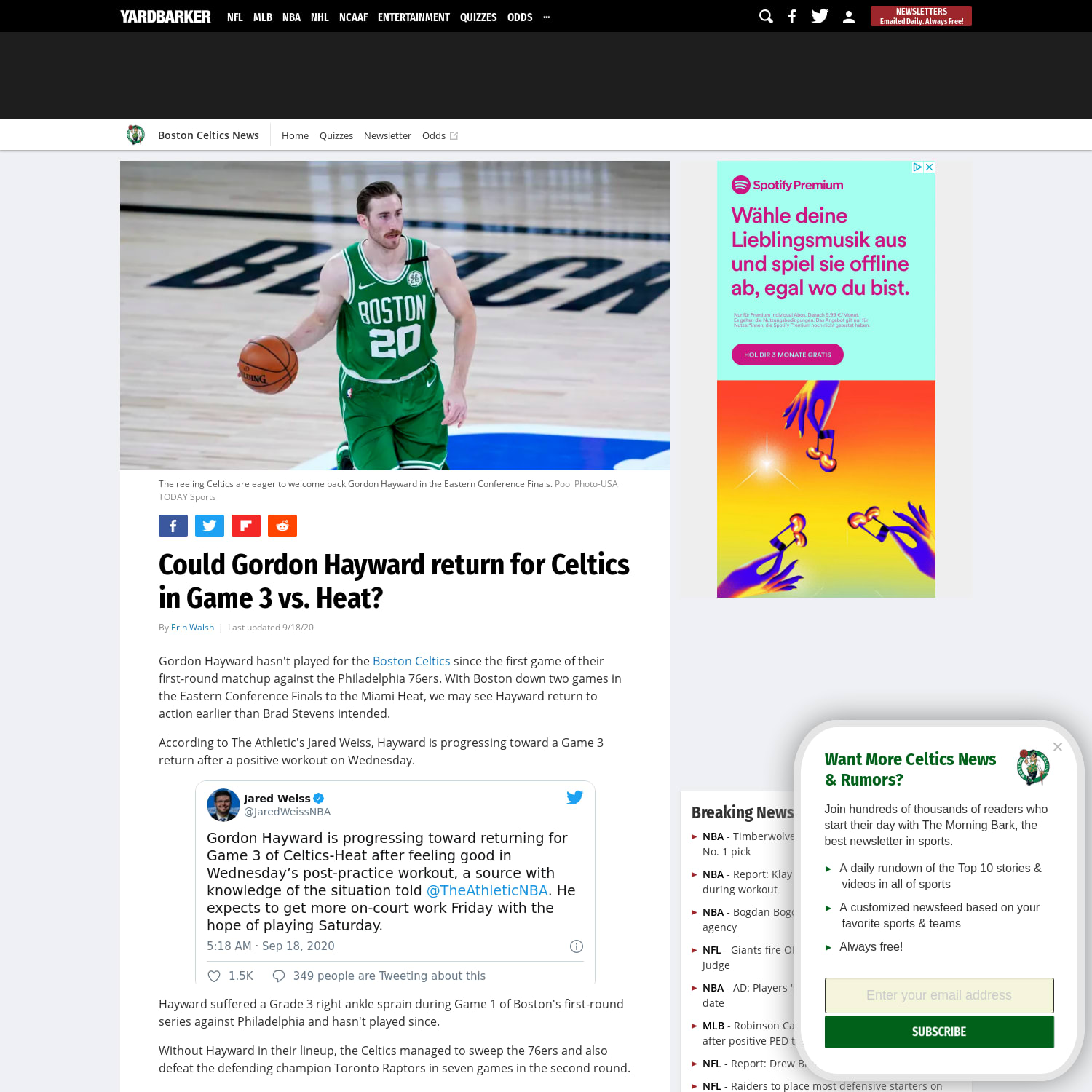 Could Gordon Hayward return for Celtics in Game 3 vs. Heat?