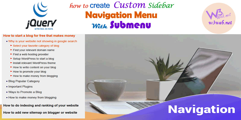How to Build a Custom Left Sidebar Navigation Menu with Submenu using HTML, CSS and JQuery